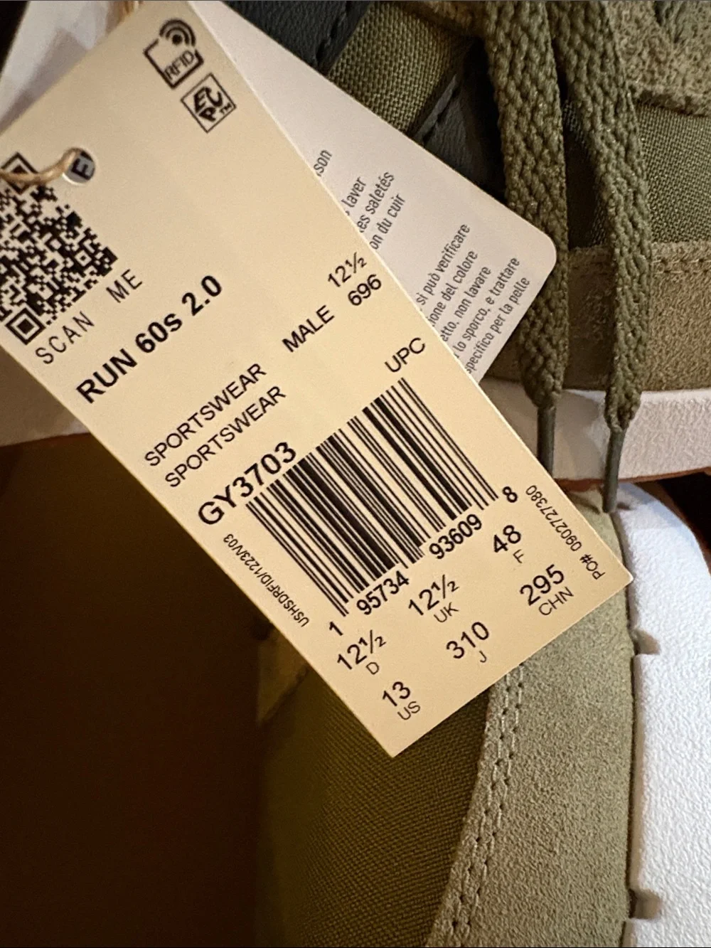 adidas Men’s Olive Green and White Athletic Sneakers